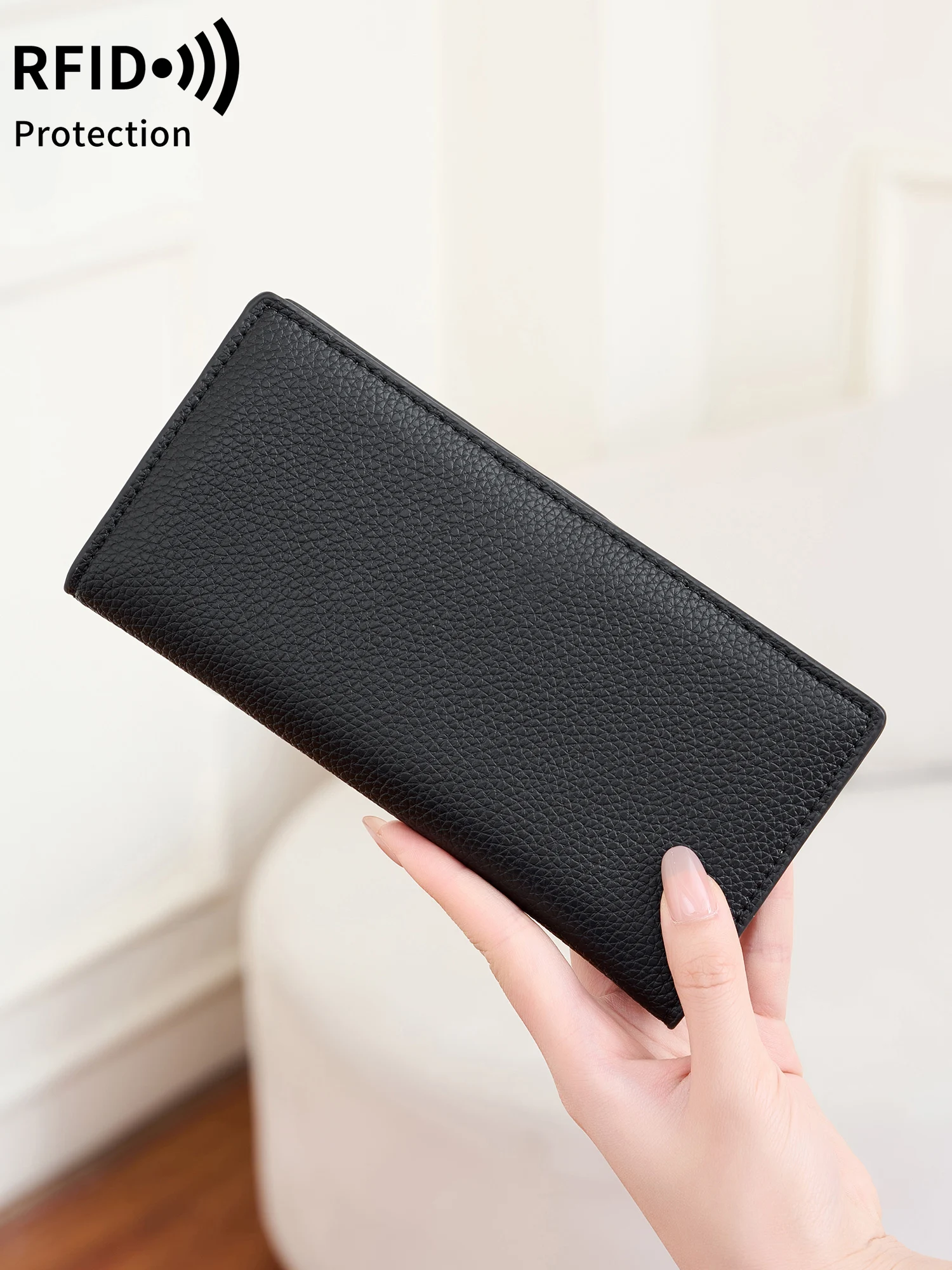 Ultra Slim PU Leather RFID Blocking Credit Card Holder Bifold Clutch Wallets for Women Classic Design Slim Portable Long Wallet