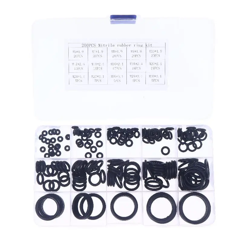 

175/200 шт., уплотнительная эластичная лента, набор резиновых уплотнительных колец, прокладки, уплотнительные ленты из нитриловой резины, комплект уплотнительных колец высокого давления
