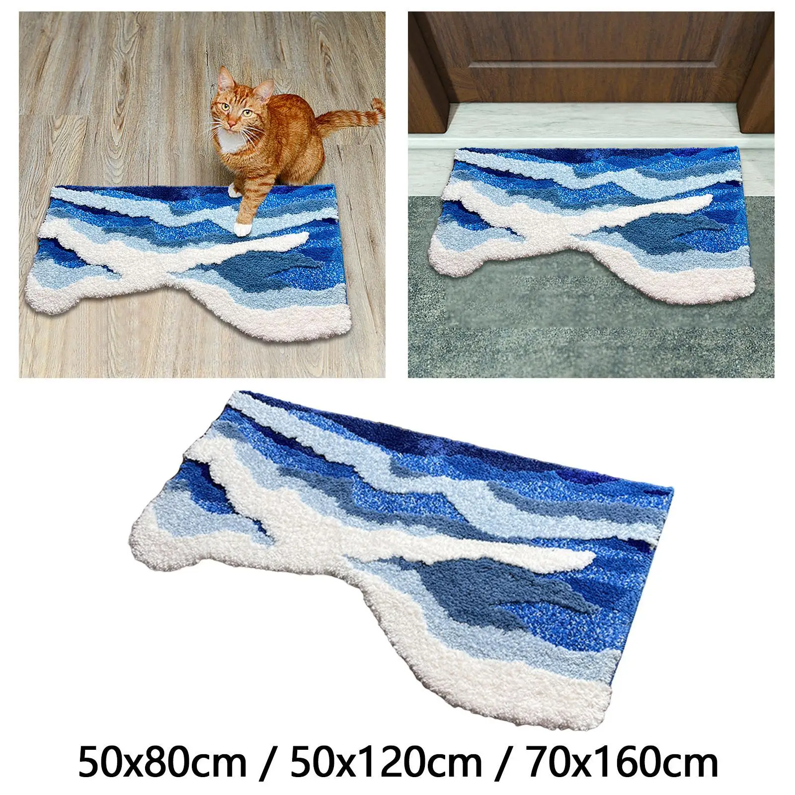 Area Rug Bath Mat Wave Rug Carpet Bedroom Rug for Bathroom Playroom Entrance
