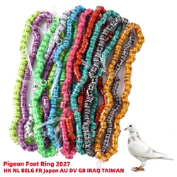 Inner Diameter 8mm Aluminium Pigeon Training Identification Foot Ring Multi-colors Ring 2027 Country Name Random Number 50Pcs