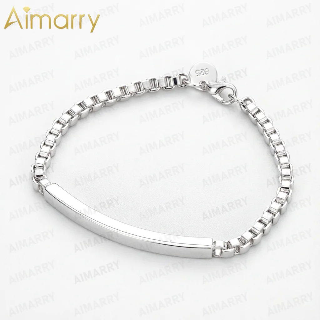 925 Sterling Silver 4mm Simple Box Chain Smooth Flat Brand Bracelet for Women's Parties High-quality Gifts Fashion Jewelry