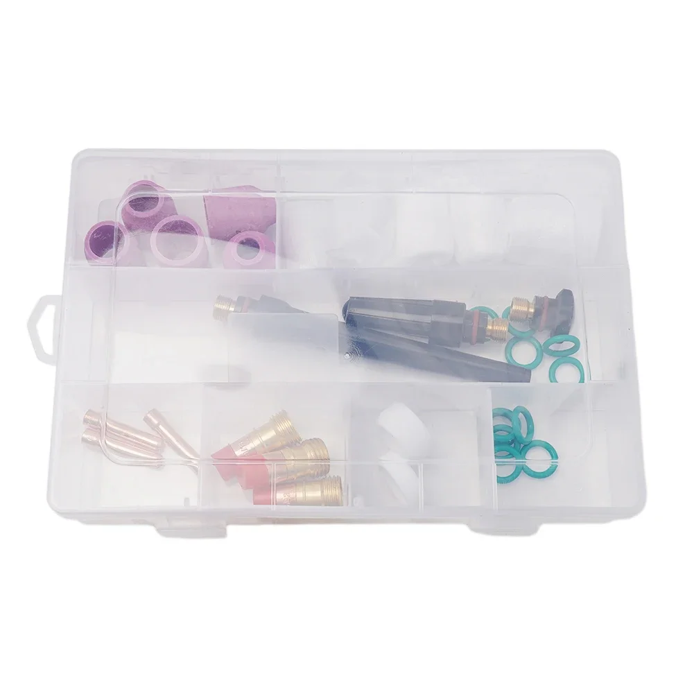 31 قطعة قطع غيار شعلة لحام TIG لـ WP171826 مع عدسة الغاز القصير و # 12 كوب زجاجي مناسب لـ WP 17 18 26