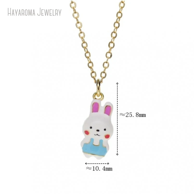 2Pcs Jewelry Enamel Chain Metal Copper Gold Color Animal Rabbit Wholesale Necklace NM51666