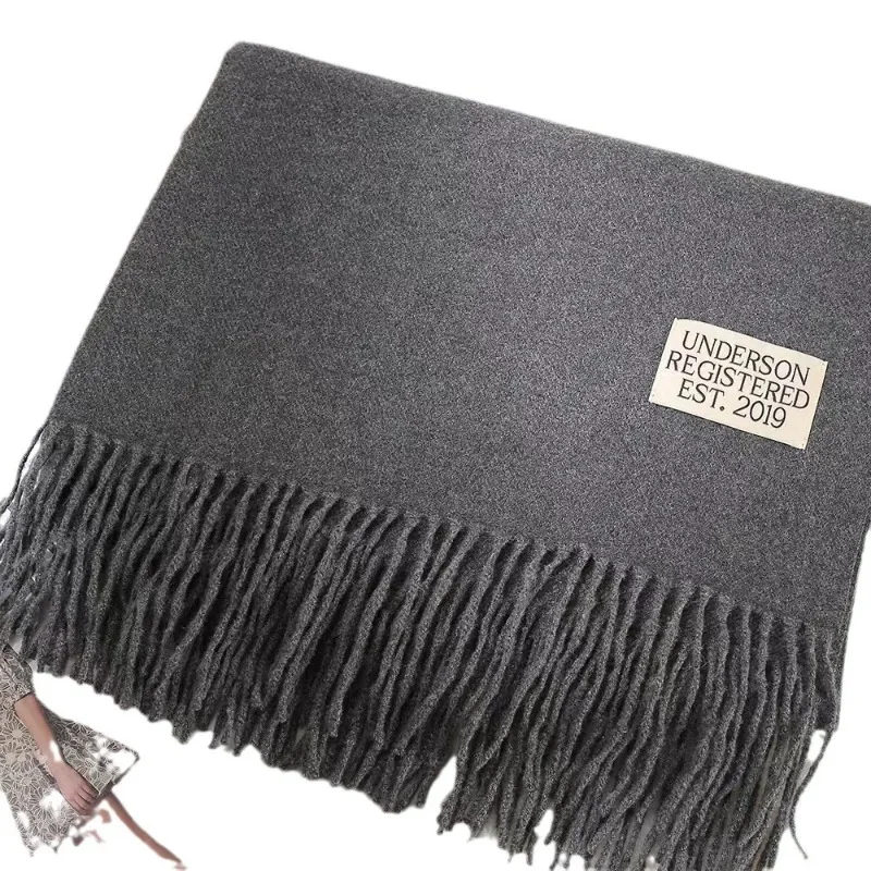 2024 Autumn Winter Imitation Cashmere Scarf Brushed Solid Color Thickened Long Sweet Scarf Keep Warm Tassel Shawl Women Z33