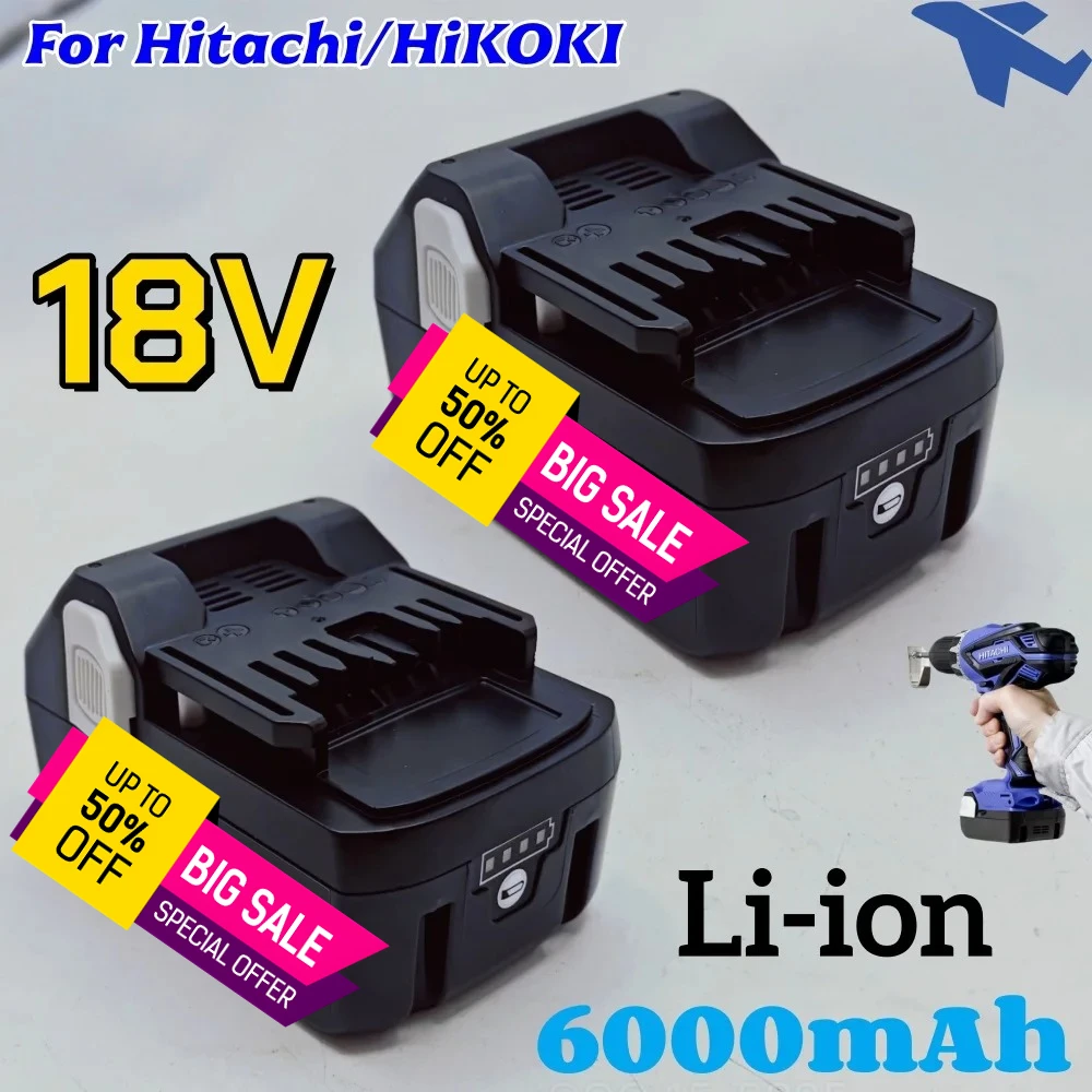 Upgraded for Hitachi/HiKOKI 6000mAh 18V Battery BSL BSL1850 BSL1860 BCL1815 EBM1830 BSL1840