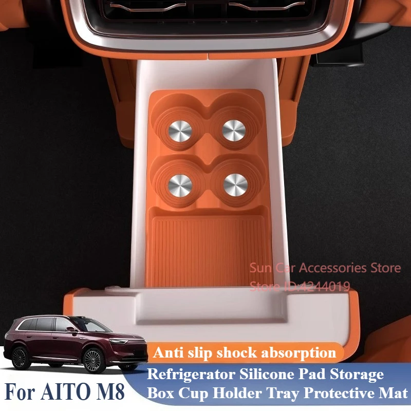 

Для AITO M8 силиконовый коврик для холодильника, коробка для хранения, подстаканник, лоток, защитный коврик, аксессуары для модификации салона автомобиля