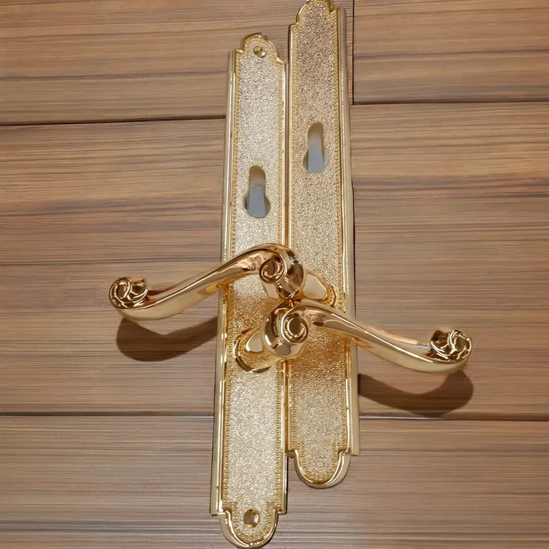 Luxury European Style Solid Copper Door Handle Double Open Wooden Door Knob Indoor Aluminum Alloy Lock Hardware for Home