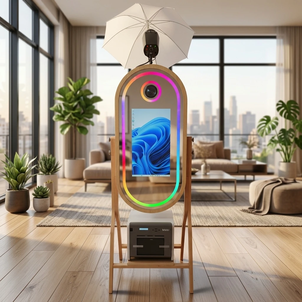 45 Inch Smart Touch Screen Magic Mirror Photo Booth Machine Portable Selfie Kiosk for Wedding Birthday Party Event Rental