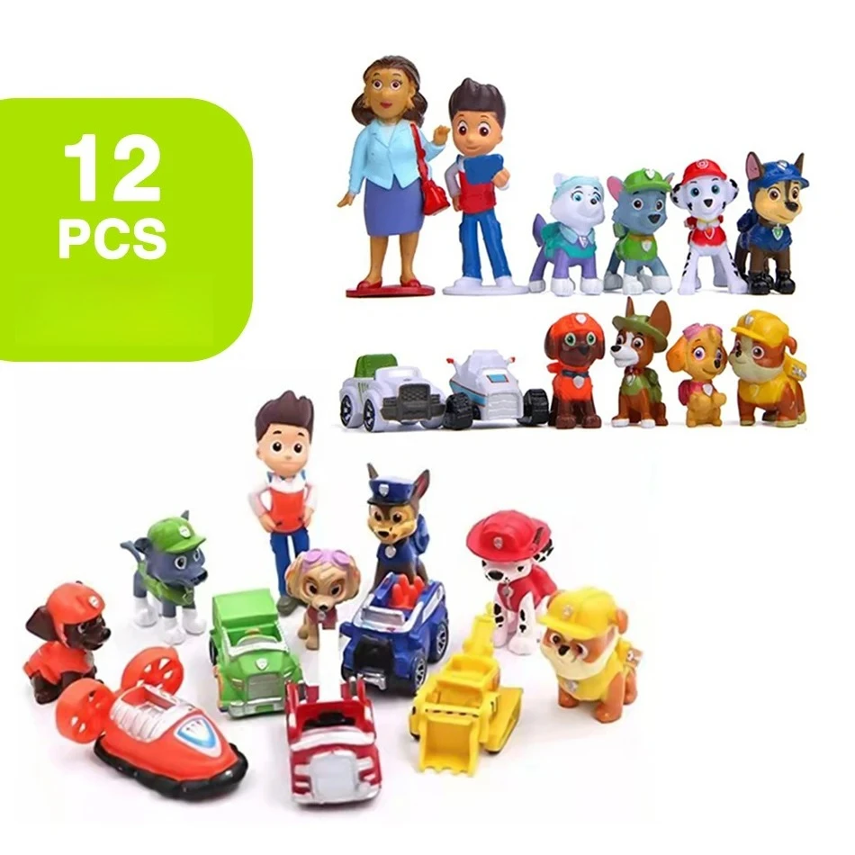 12Pcs Paw Patrol Themed Patrulla Canina Anime Action Figures Puppy Patrol Mini Dolls Decor Patroling Canine Toys Birthday Gift