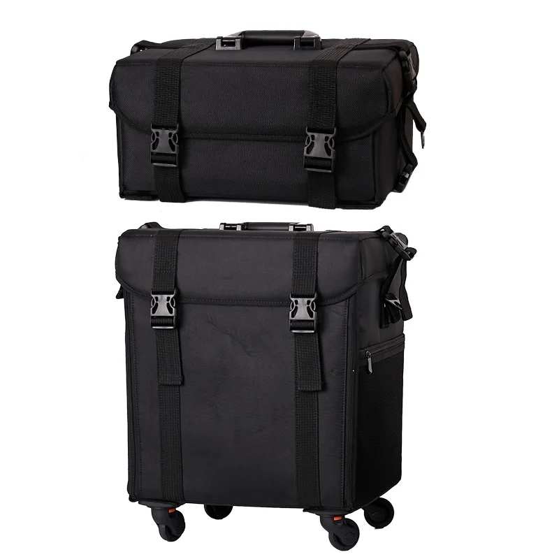 Cosmetische Trolley Doos Trekstang Oxford Trolley Bagage + Koffer Tas 2 In 1 Multi-Layer Beauty Salon Make grote Met Makeup Box