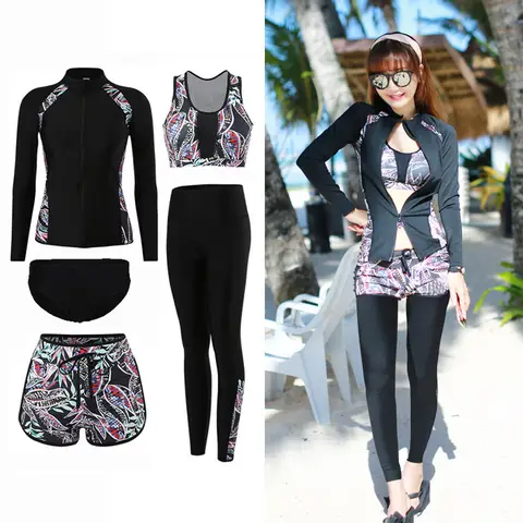 여성용 긴팔 래쉬가드, UV 자외선 차단, 야외 낚시, 하이킹, 수상 스포츠 셔츠, 속건성 요가 수트, 세트당 5 개