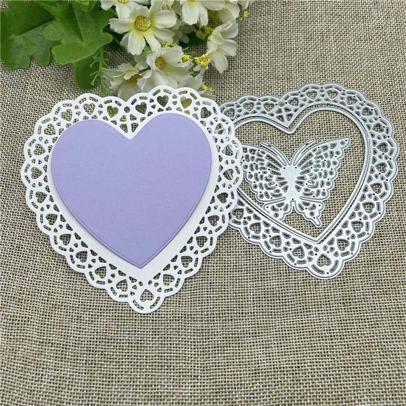 Herz Schmetterling Set Metall Stanzformen Form Runde Loch Label Tag Scrapbook Papier Handwerk Messer Form Klinge Punch Schablonen Stirbt