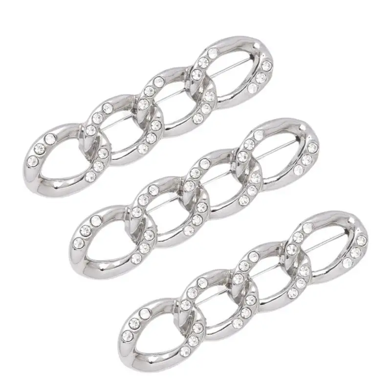 

652F 3pcs Adjustable Waist Tighteners Pin Metal Electroplate Jeans Brooch Pin for Loose Pants Skirts Sleeves and Sweaters