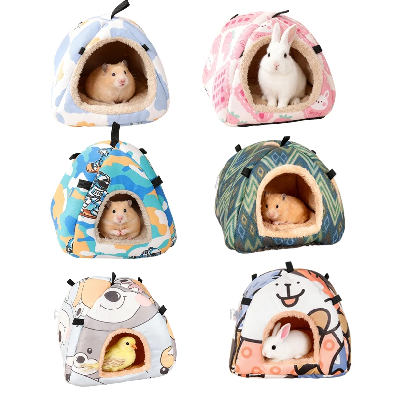 

Cute Printed Guinea Pig Warm House Winter Cold and Waterproof Rabbit Mouse Bird Sleeping Bed Soft and Warm Small Animal Nest펫하우스
