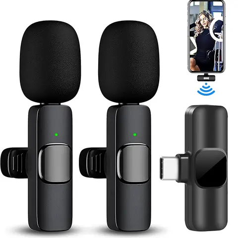iPhone Android용 2in1 무선 라발리에 마이크 인터뷰용 핸디 마이크 플러그 플레이 무선 마이크 YouTube TikTok
