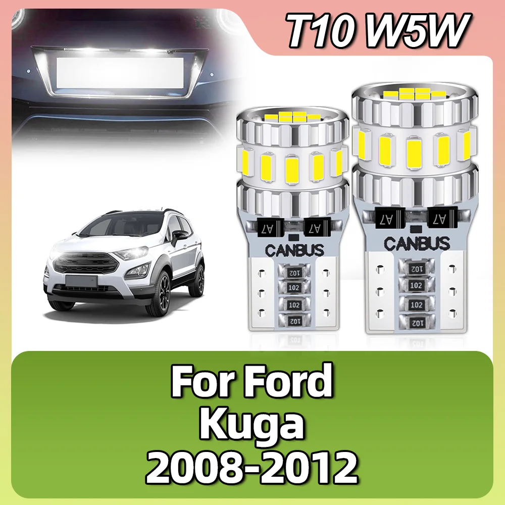 Estacionamento Car License Plate Luzes LED, Lâmpada de Sinal Lateral, Lâmpada de Leitura Dome para Ford Kuga, 168 Wedge, T10, W5W, 2008, 2009, 2010, 2011, 2012