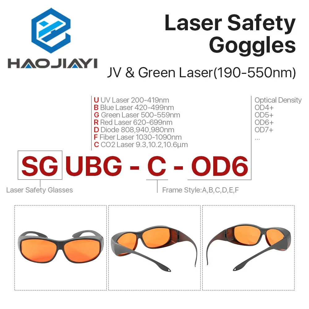 OD6+ 355nm 532nm UV Laser Safety Goggles 190-550nm Protective Glasses Shield Protection Eyewear for UV Laser Machine