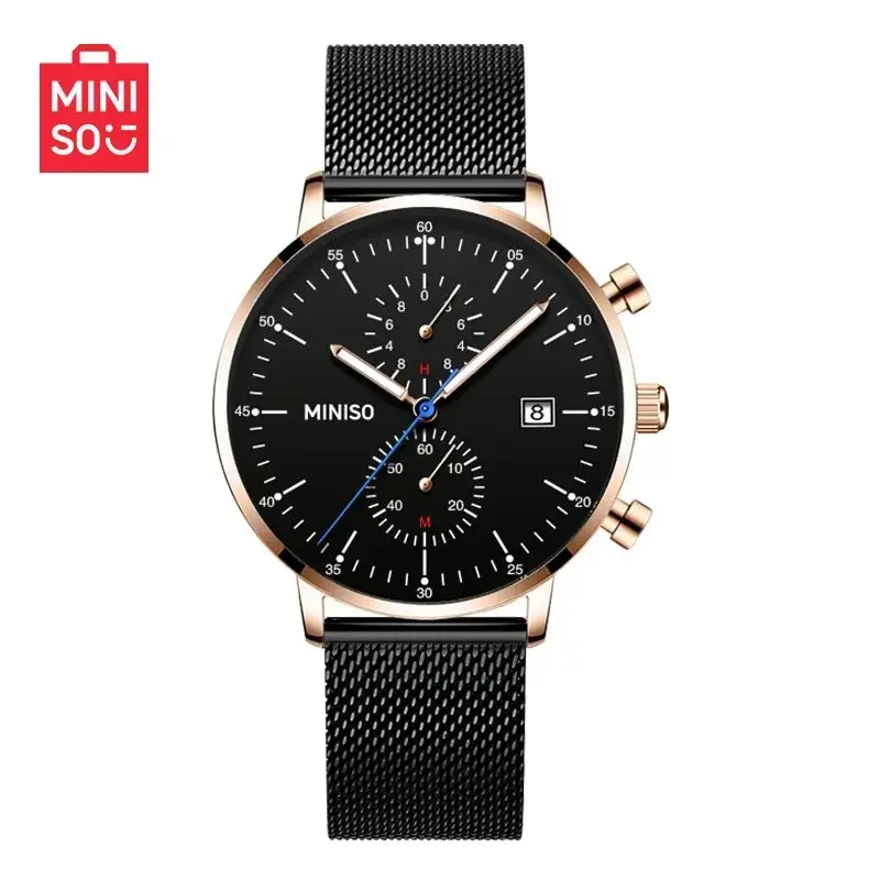 Miniso Genuine Men's Fashion Watch Steel Belt Waterproof Luminous Quartz Watches