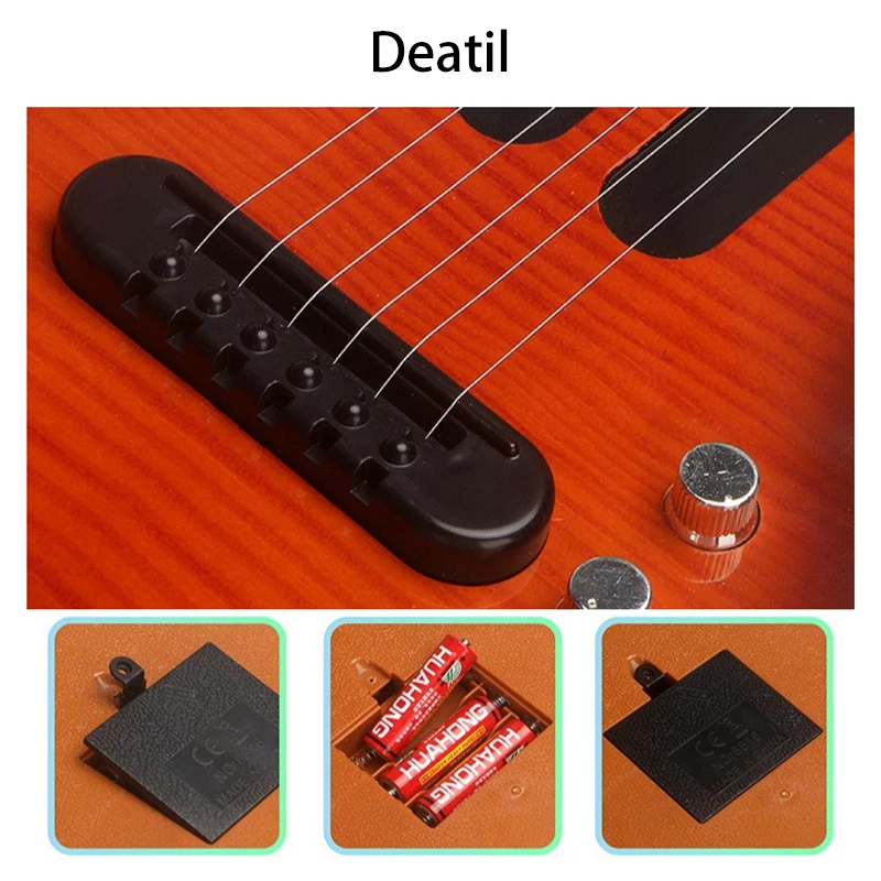 กีตาร์ไฟฟ้าดนตรีจำลองสำหรับเด็ก ยูคูเลเล่ ของเล่นเสริมพัฒนาการเด็กเล็ก เครื่องดนตรี ของขวัญสำหรับเด็ก