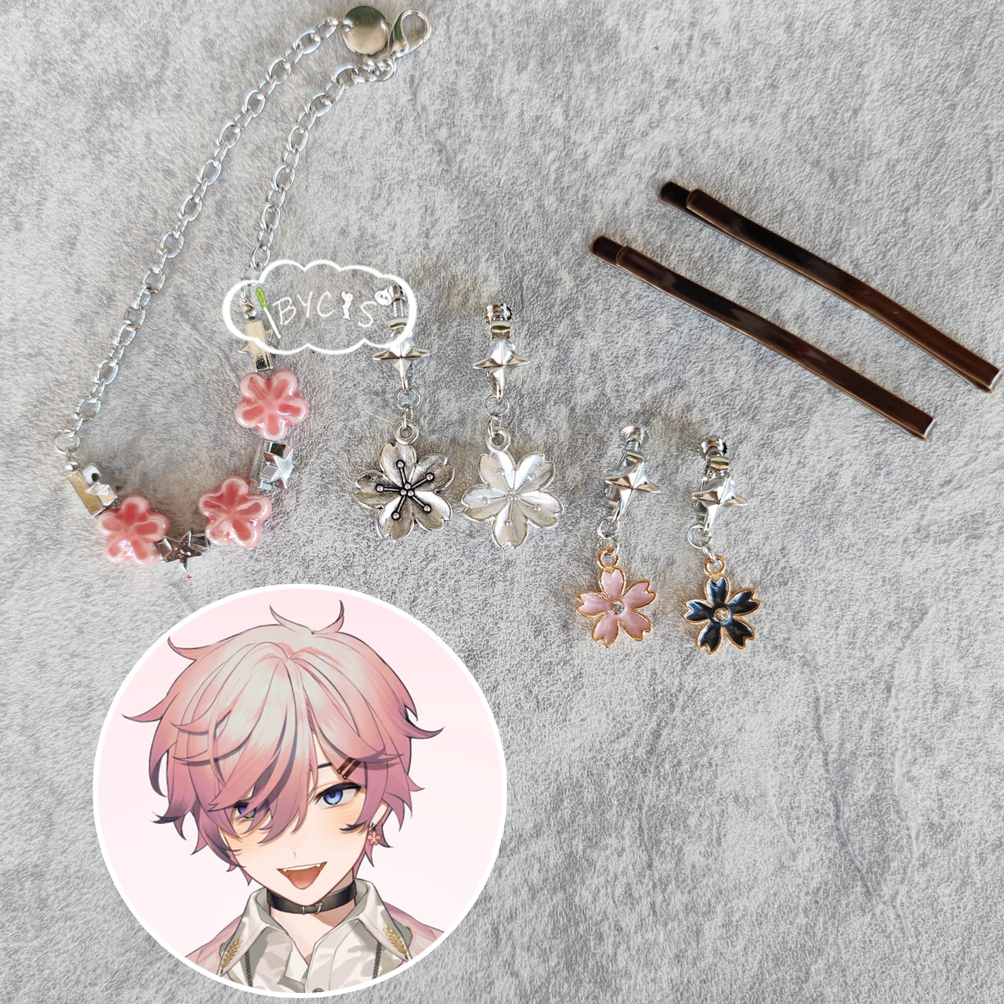 VTuber Shoto Cos Ear Clip Ear Pins Cosplay Bracelet Necklace Brooch Hair Pins Halloween Costume Anime Prop Jewelry Accessories