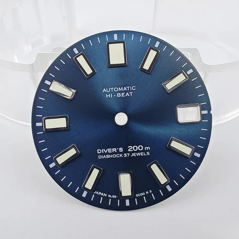 Diameter 28.5mm High-quality 62MAS Sun Patterned Gray Dial Suitable for NH35 Movement C3 Green Luminous Genuine Nail Plate