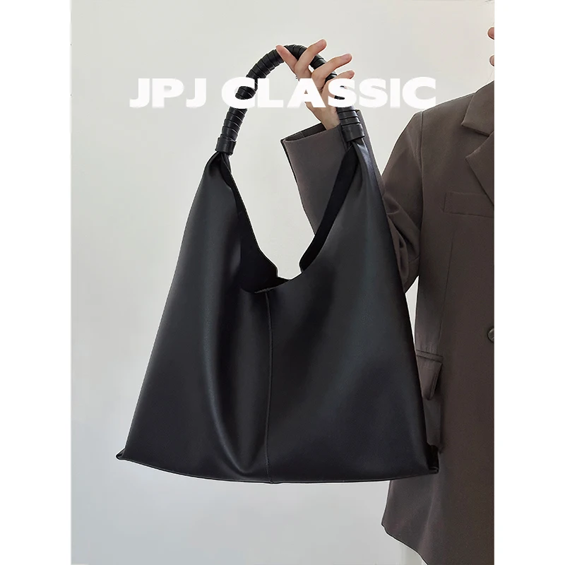 

jpj classic cowhide tote bag women's shoulder large capacity commuter bag retro style casual armpit bag