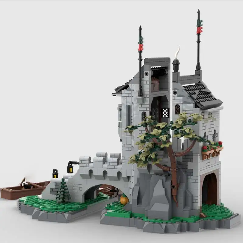 Torre de relógio antiga medieval, modelo de arquitetura de batalha avançada, blocos de construção moc, nova tecnologia, brinquedos de construção, tijolos para crianças