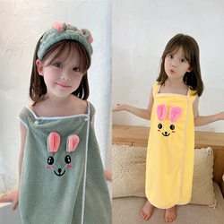 High Grade Children's Bath Towel Bath Skirt Hair Band Suitable for Wear By Older Children In Bathrobes 3-15 Years Old Absorbent