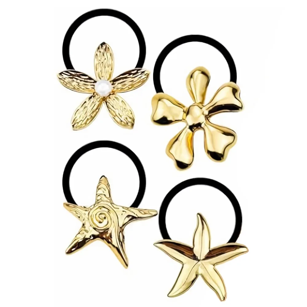 

Fashion Irregular Shape Metal Hair Cuff Silver Metal Geometric Charms Elastic Hair Band Golden Color Elastic Hairwear Girls