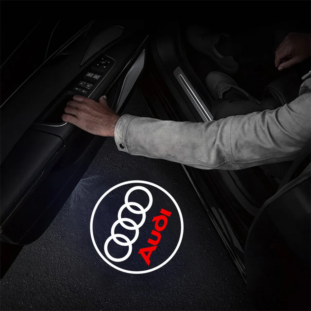 2/4PCS Car Door Welcome Light Led HD Projector Lamp Courtesy Lights For Audi Sline A3 A4 A6 C6 B8 8P Q3 B7 A5 A1 C5 8V Q5 B6 B9 view 6