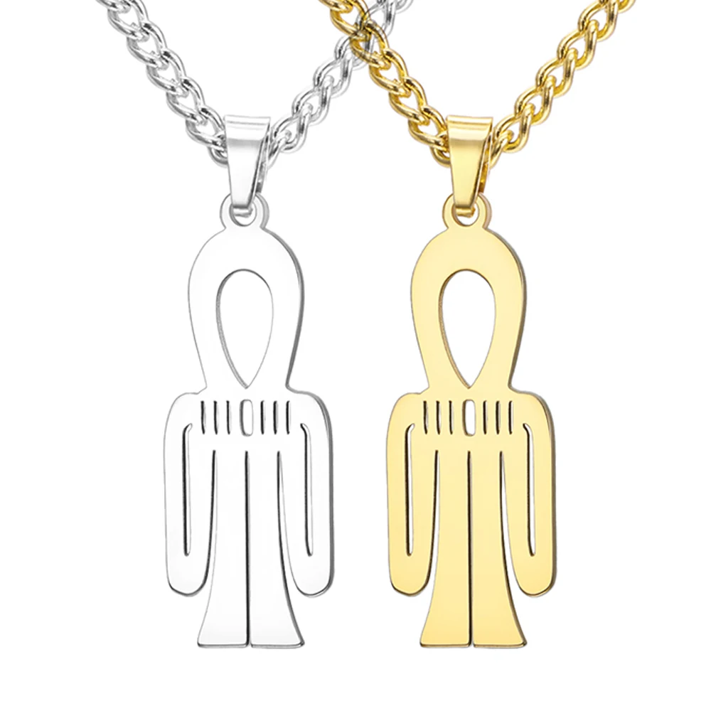 Egyptian Goddess Isis Knot Tyet Necklace Ancient Egypt Hieroglyphs Protection Pendant Spiritual Gift Stainless Steel Jewelry