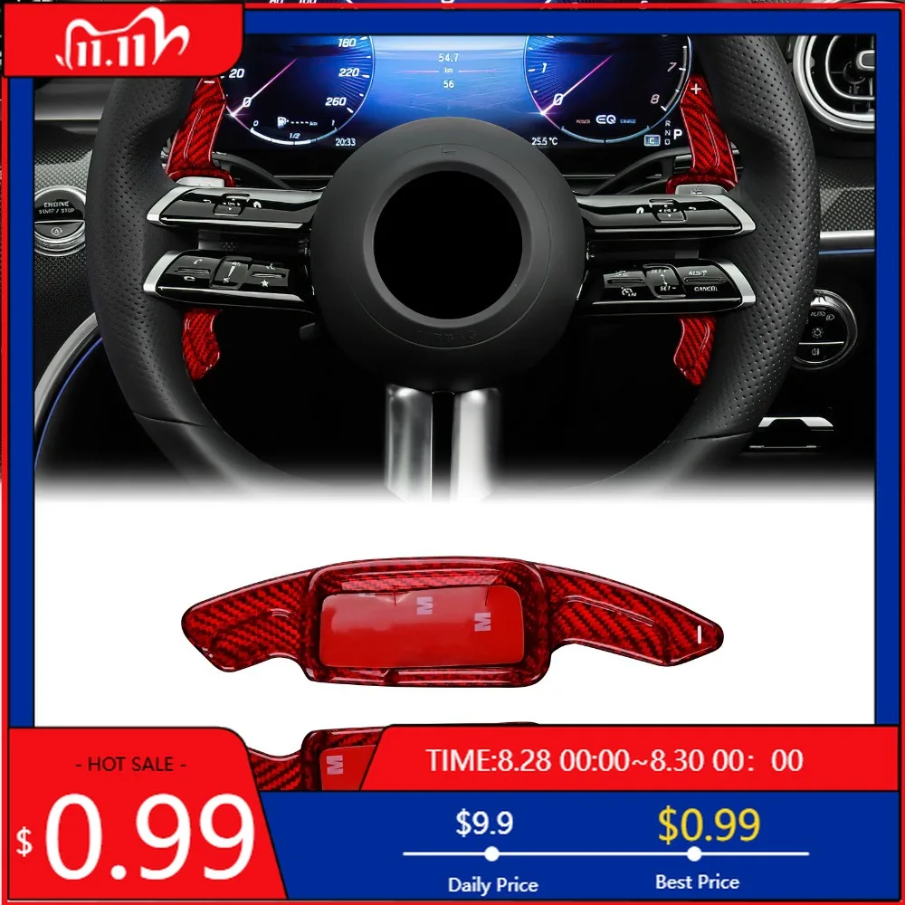 

Interior Stickers Car Steering Wheel Paddle Shifter Carbon FIber For Mercedes-Benz C/E/S Class W206 Facelift W213/S213/C238/A238