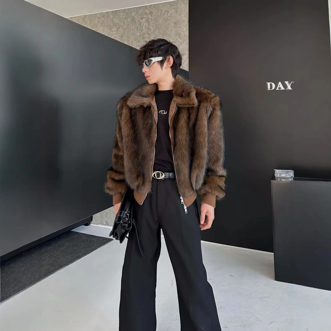 2024 Winter Herfst Winter Heren Nieuwe Vos Imitatie Bontjas Bont Mode Verdikte Warme Jas