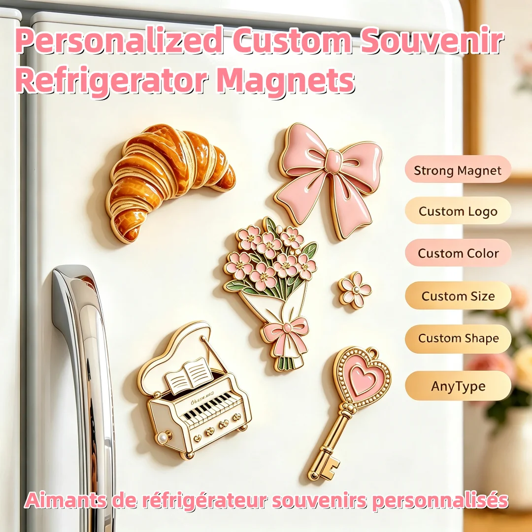 Personalized Custom Souvenir Refrigerator Magnets Metal Strong Magnetic Suction Fashion 3D Decorations Fridge Magnet