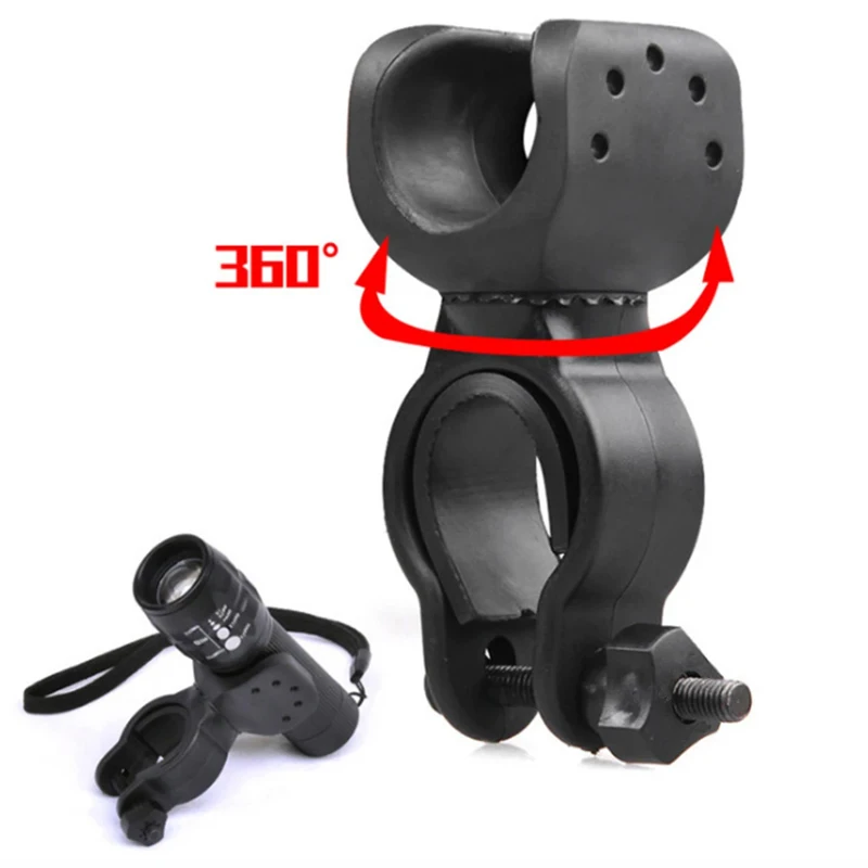 Bicycle Flashlight Mount Holder 360°Free Rotation For Bike Torch Clip Multi Purpose Wheelchair Crutch Clip Holder