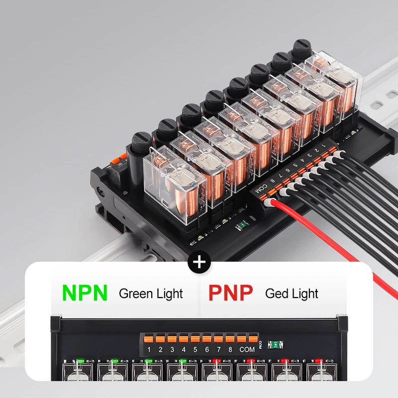 ENMG Inline Screw Type Power Relay NPN/PNP Module 2 4 6 8 10 16 Way PLC Isolated Amplifier Board DC 24 vdc Module fuse protector