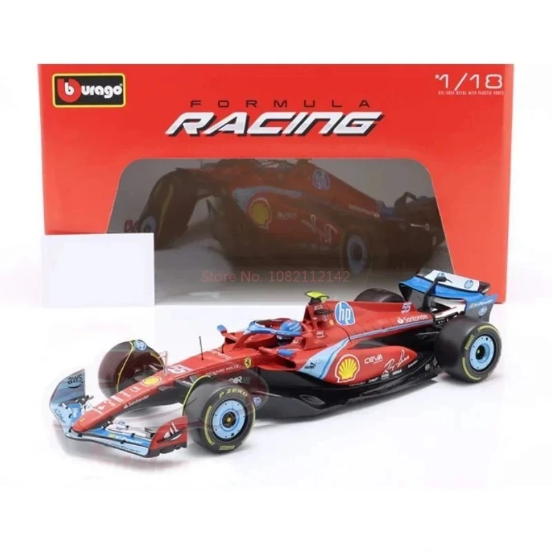 Caldo Bburago 1:18 Ferrari SF-24 Miami GP F1 SF-24 16 #   Leclerc 55 #   Sainz FORMULA1 Auto pressofusa modello in lega collezione di auto giocattolo regalo