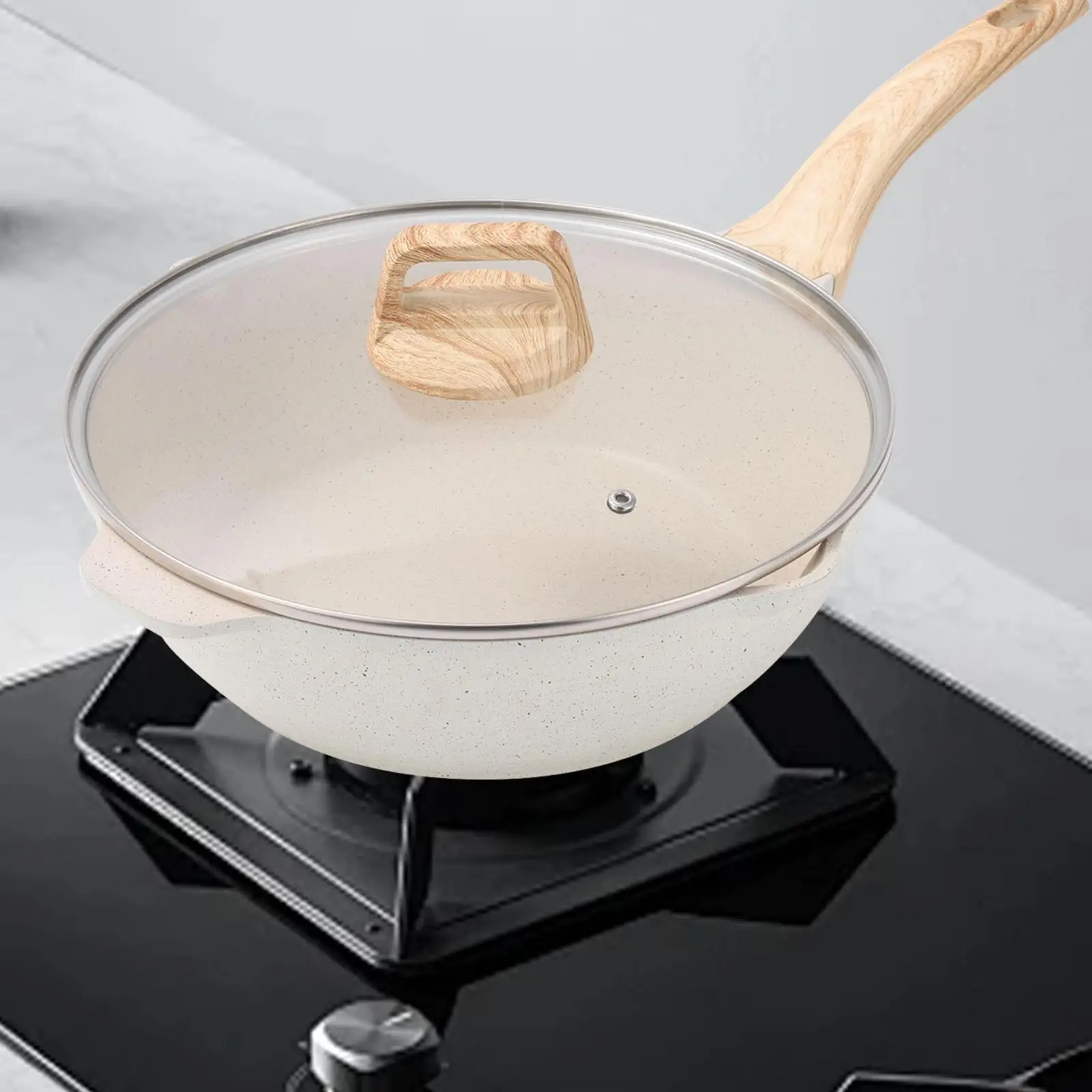 24cm Deep Frying Pan Non Stick with Lid for Daily Cooking Versatile Cookware