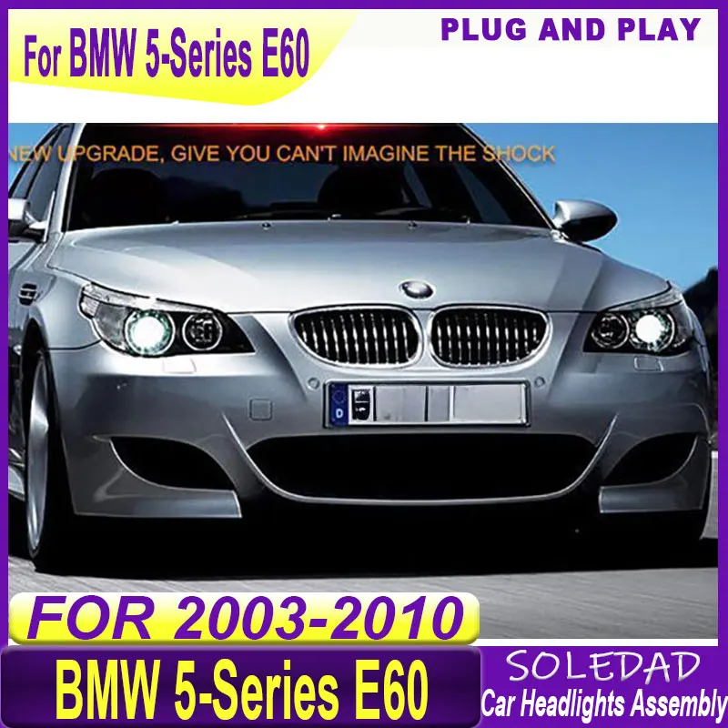 Car Headlight For BMW E60 2003 2004 2005 2006 2007 2008 2009 2010 DRL Hella 5 Xenon Lens Hid H7 520i 523i 530i Car Accessories
