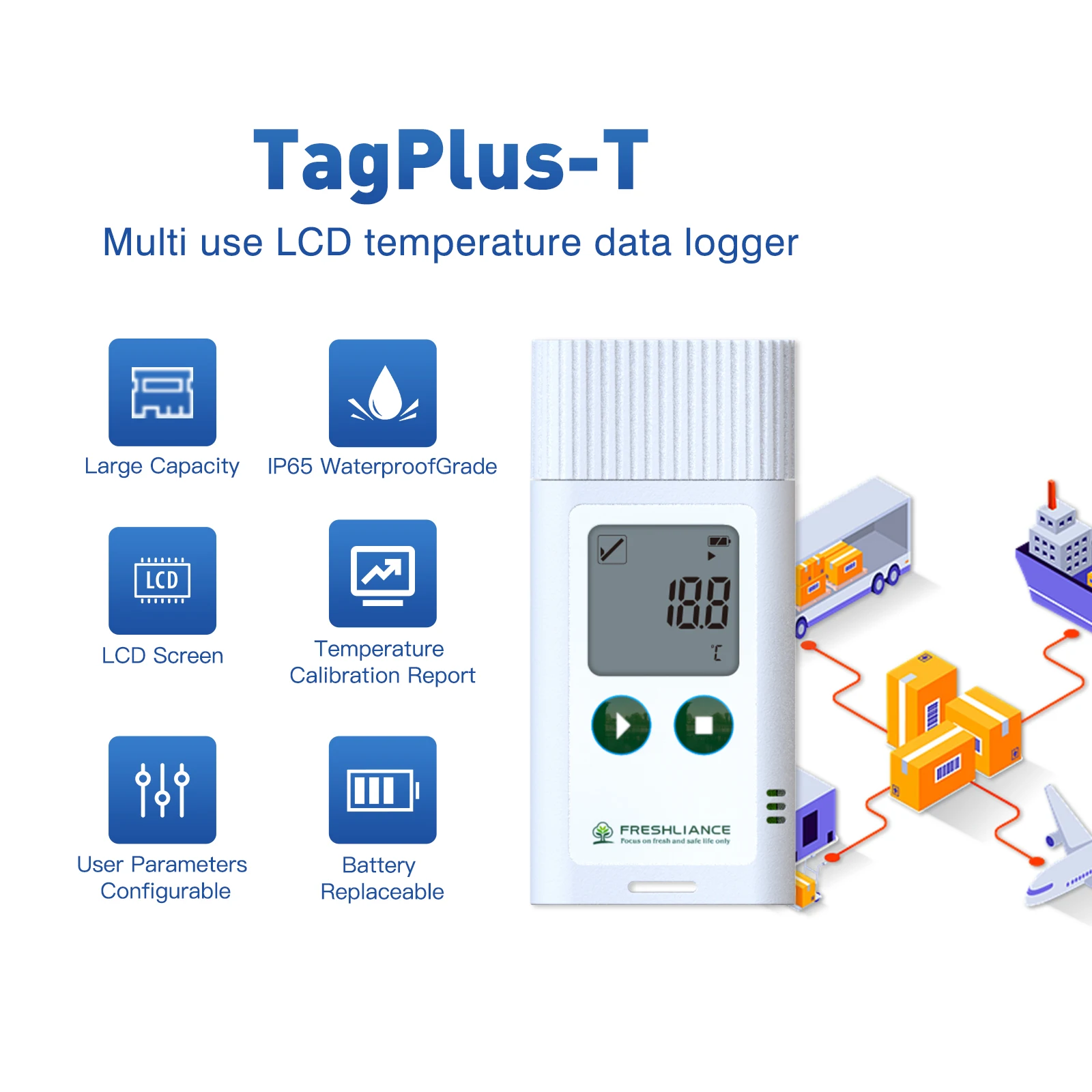 3PCS Tagplus-T Free Software PDF USB Temperature Multi Use Data Logger