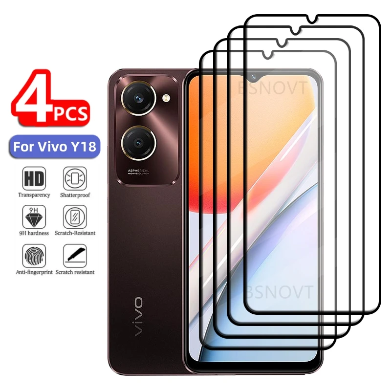 

1/2/3/4PCS For Vivo Y18 Glass Vivo Y18 Tempered Glass Phone Protecitve Full Cover Glue 9H HD For Screen Protector Vivo Y18 Y 18