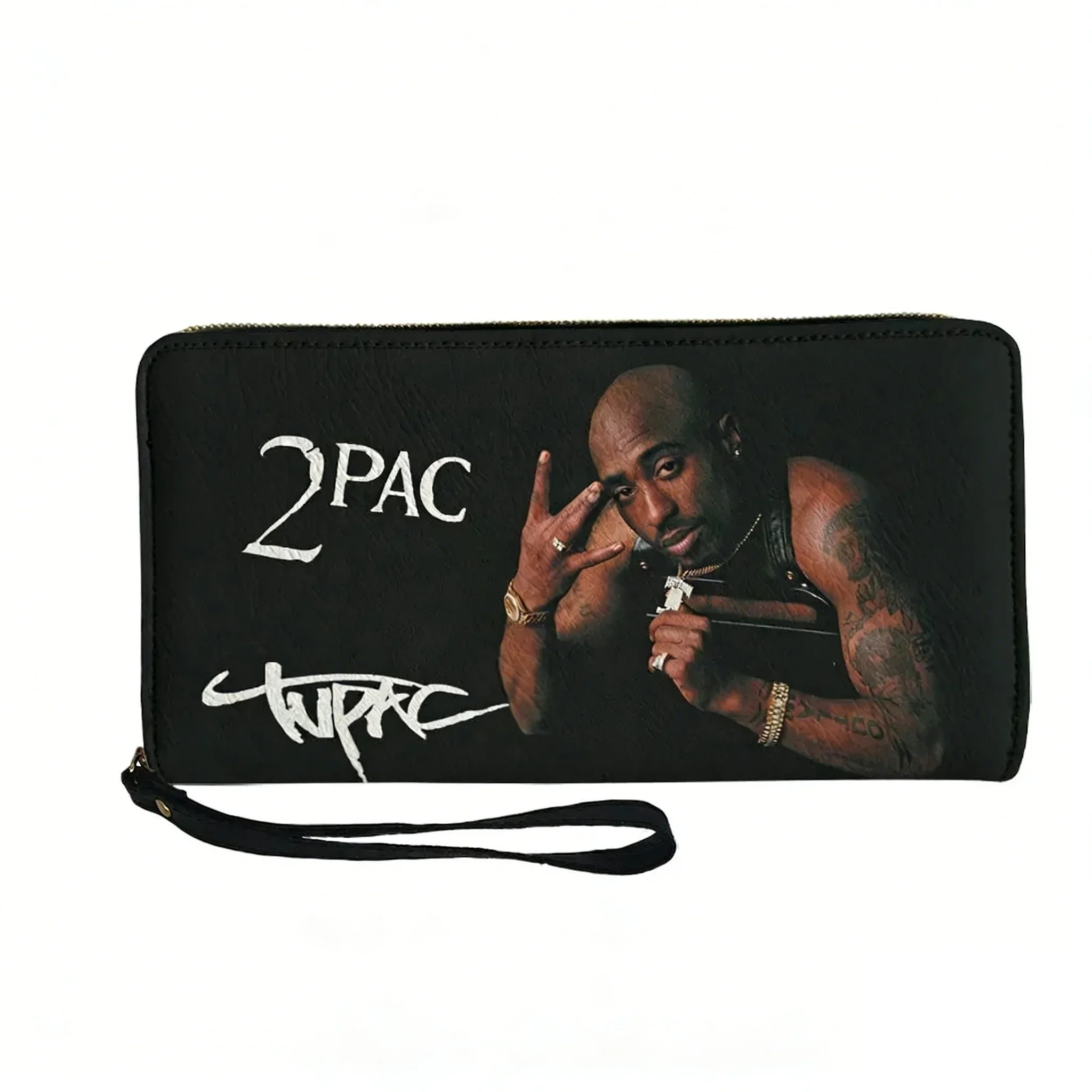 Tupac Rapper 2Pac Custom Wallet Purse Hip hop singer Mens Womens Zipper Long Wallets Double Print  Portable Wallet Gift Bag view 2