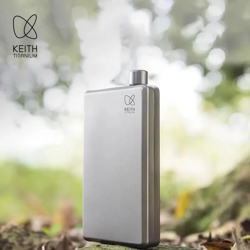 Keith Titanium Wine Bottle Hip Flask Outdoor Travel Camping Tableware Pocket Flask with Funnel - 6.8 Fl oz 200ml /120ml