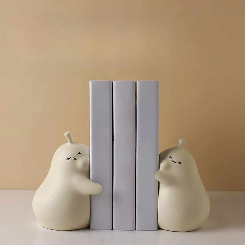 Ceramic Book Stand Cute Hug Pear Ornaments Home Living Room Decoration Bookcase Holiday Gift