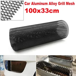 100x33cm Universal Aluminum Alloy Car Grill Mesh Auto Bumper Grille Cover Net Protector Hexagonal Diamond Seagull Black/Silver