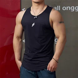 Summer New tank top Men's Pullover Round Neck Mesh Bottom Shirt Sports Fitness Top Sleeveless Vest Quick Dry training vest men