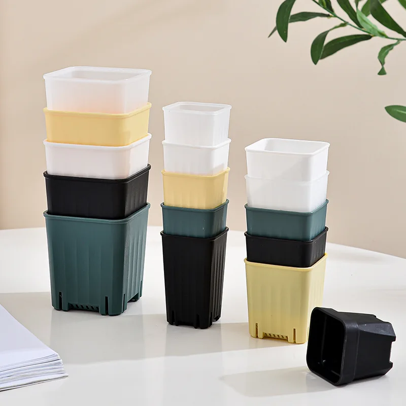 

2/5/10Pcs Mini Flower Pot Square Planter Grow Pot ，Thickening Succulents Basin Plant Nursery Container Home Office Decor 6/8CM