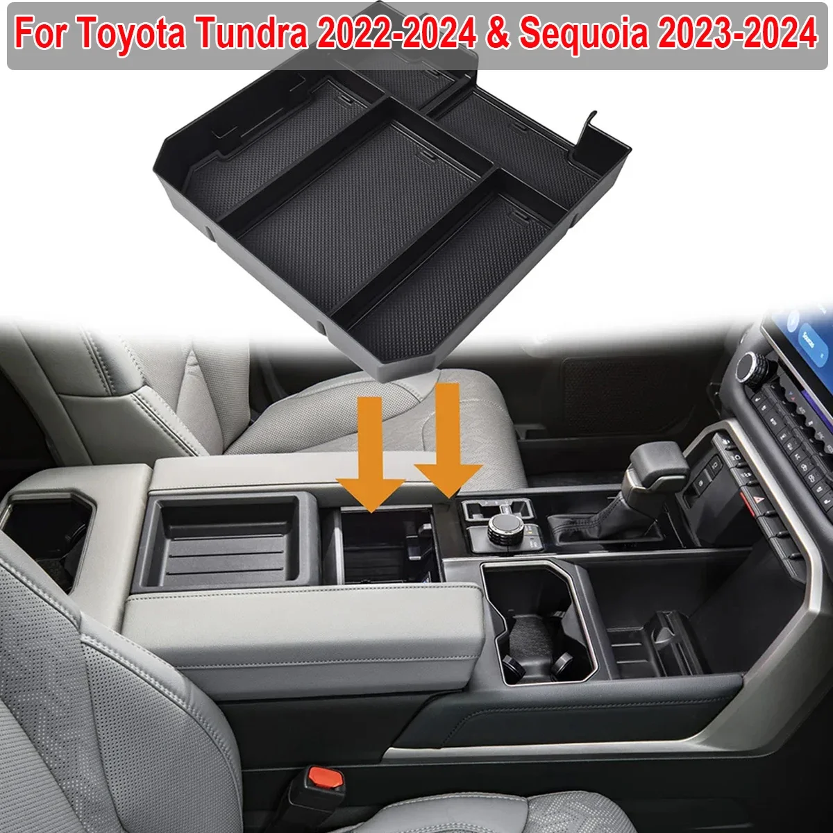 Center Console Armrest  Box Storage Organizer Coin Tray Holder For Toyota Tundra 2022-2024 & Sequoia 2023-2024 Car Accessories