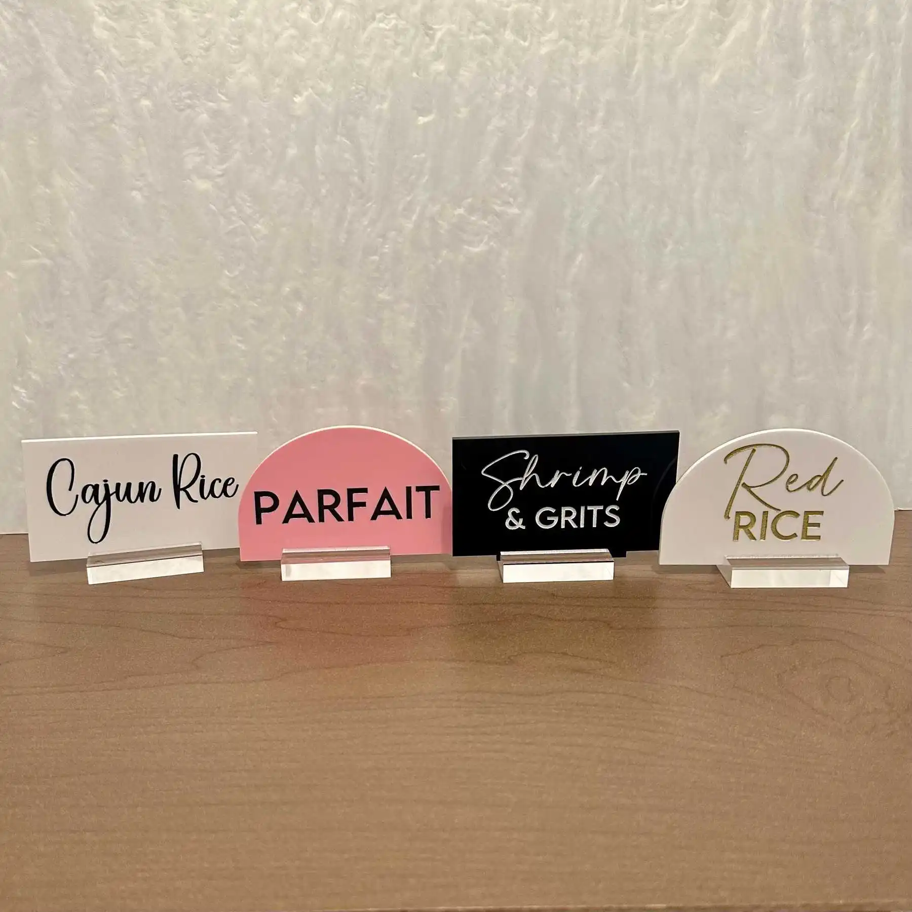 Acrylic Buffet Food Labels Arch Rectangle About 10x6cm Wedding Party Catering Signs Reusable Personalized Food Display Cards