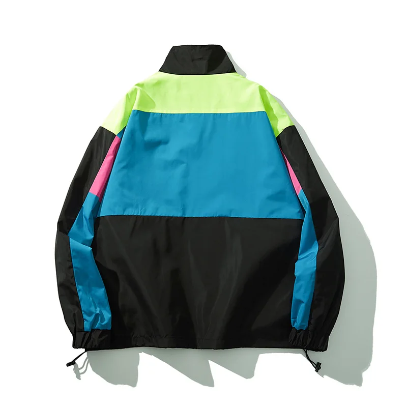 Color Block Patchwork Streetwear Jackets Hip Hop Windbreak Casual Outwear Coats For Male